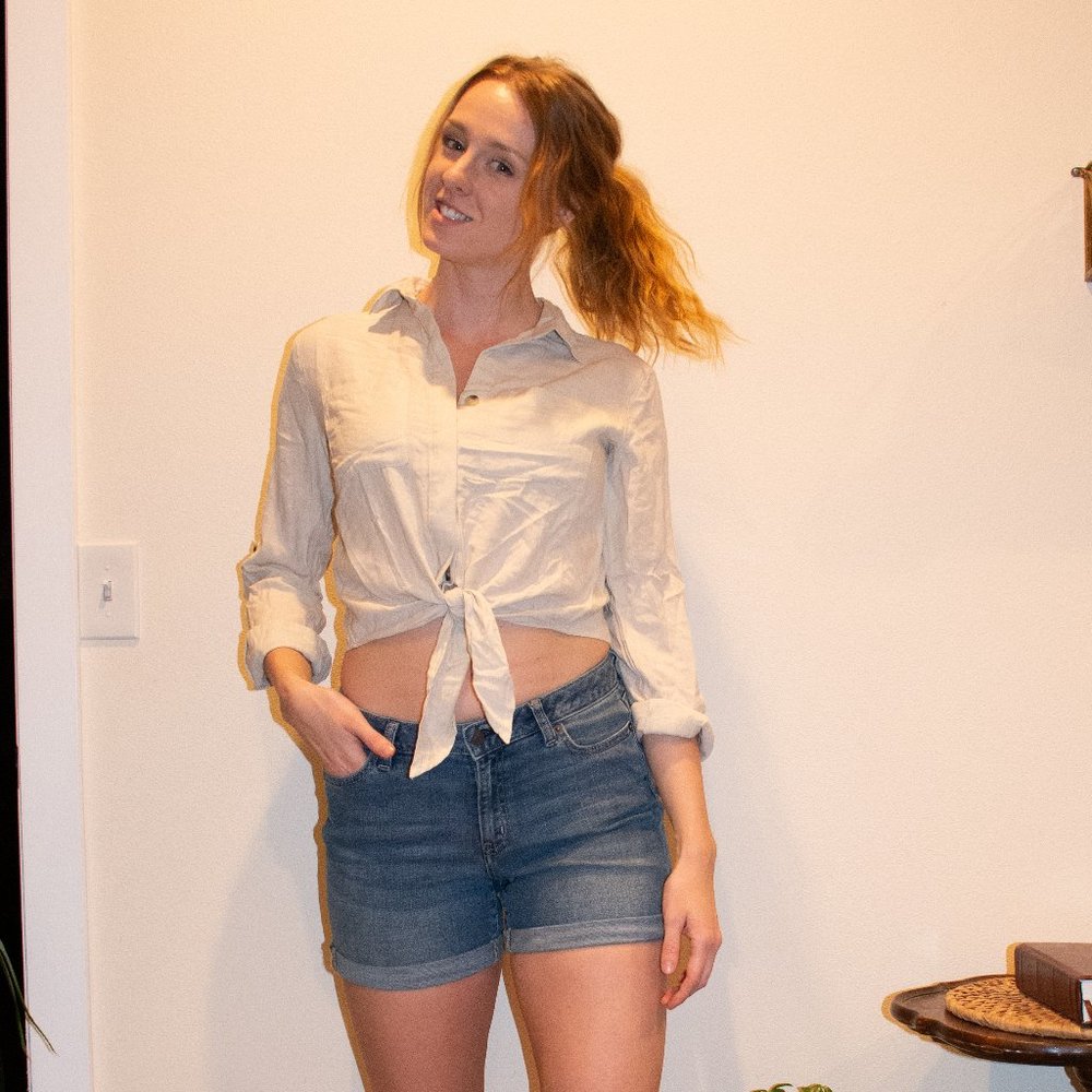 Tan Linen Button Up